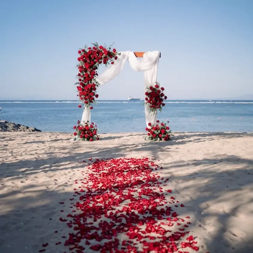 beach wedding proposal deco